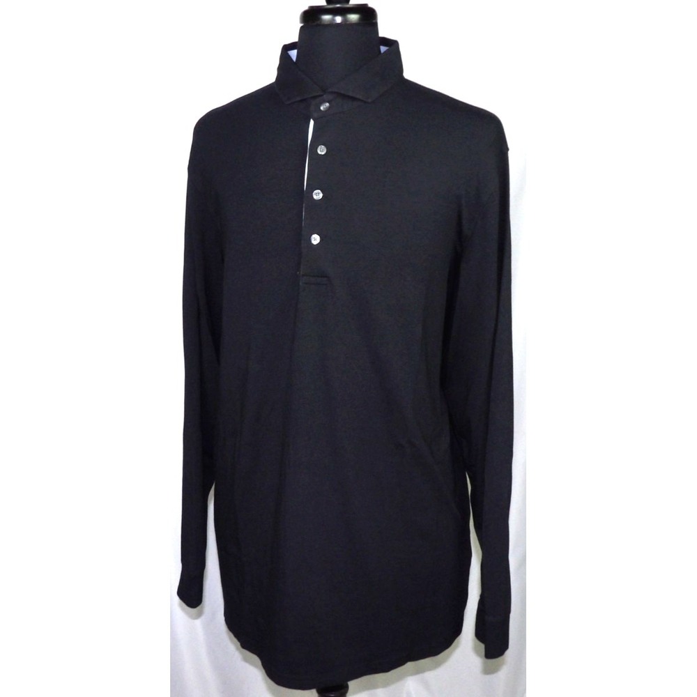 GREYSON Long Sleeved Black Cotton Blend Stretch Polo Golf Shirt Men's XXL - Picture 3 of 7
